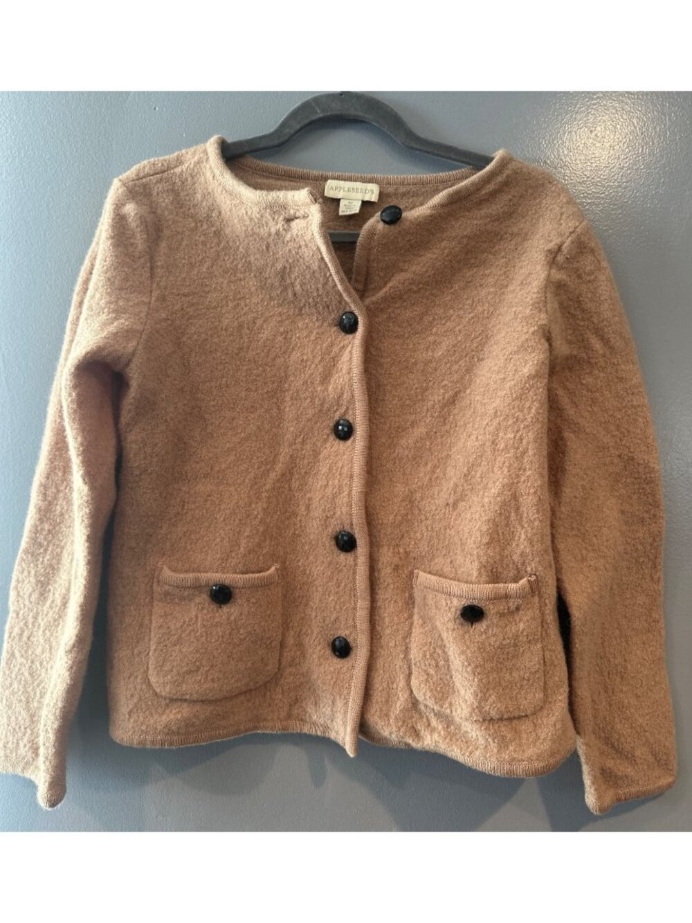 Appleseeds Women's Size M 100% Wool Button Front Cardigan Cozy Sweater y2k vtg